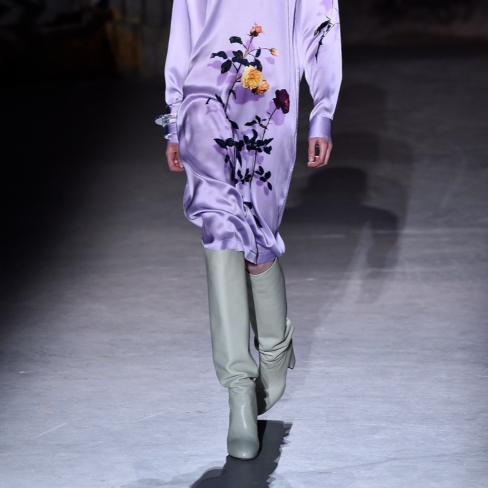 $1632 Dries Van Noten over knee tall mint pastel green boots chunky heel 37.5 7